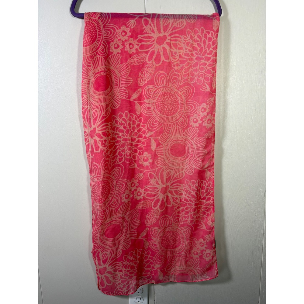 Hallmark Pink Floral Scarf Lightweight Rectangular Wrap Sheer Summer Accessory